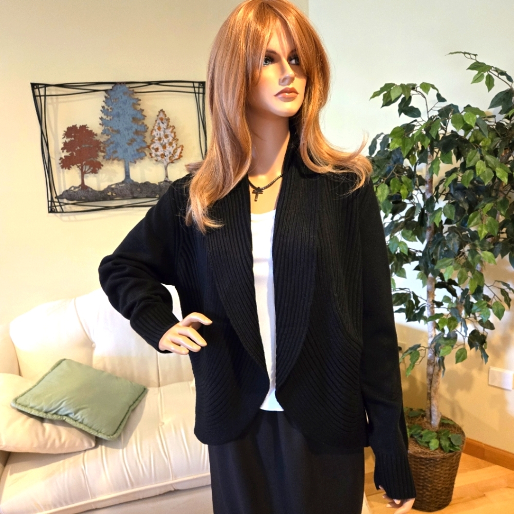 Apt.9 Black Knit Open Cardigan Size Large - image 1